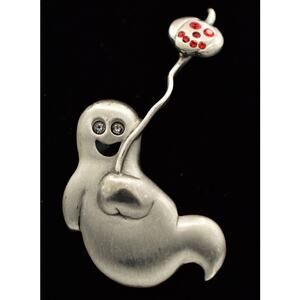 Alfred Sung Vintage Ghost Pin Brooch Pumpkin Halloween Balloon AS Signed BinAQ